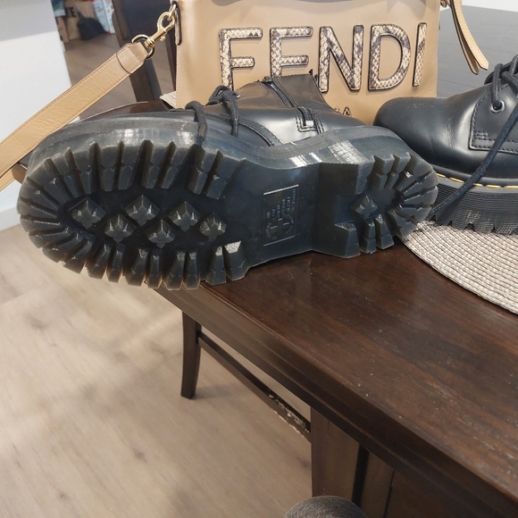 Dr. Martens Shiny Black Platform Combat Boots - Picture 2 of 3